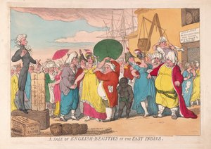 在东印度群岛出售英国美女，酒吧。 1786年（手工彩色雕刻）