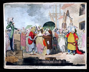 W. Holland 于 1786 年出版的《出售东印度群岛的英国美人》（带水印的手绘蚀刻版画） 作者 詹姆斯·吉里