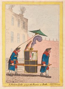 现代化的Belle前往巴斯的客房，酒吧。 1796年（手工彩色雕刻）
