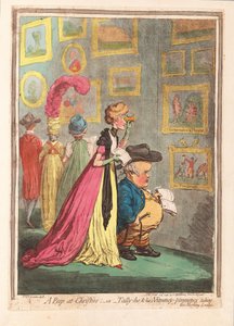 在克里斯蒂斯偷看; - 或 -  tally-ho，和他的Nimeny-pimmeney在早间休息室，酒吧。 1796年（手工彩色雕刻）