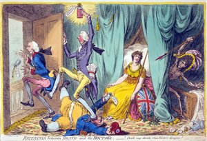 不列颠之间的死亡和医生，酒吧。 Hannah Humphrey，1804年5月20日（手工彩色雕刻） 作者 James Gillray