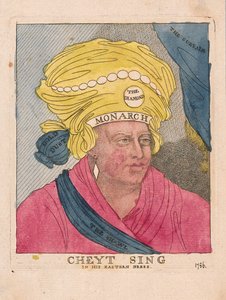 Cheyt在他的东方服饰酒吧唱歌。 1786年（手工彩色雕刻）