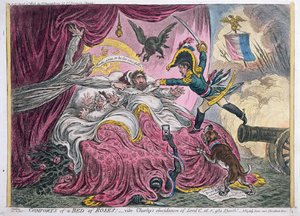 舒适的玫瑰床，由Hannah Humphrey于1806年出版（手工彩色蚀刻与aquatint）