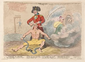 冷却大脑或小专业剃须剃须刀，酒吧。 1789年（手工彩色雕刻） 作者 James Gillray