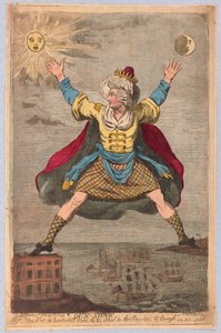 Dun-Shaw，Leadenhall Street的一只脚和孟加拉省的另一只酒吧。 1788年（手工彩色雕刻）