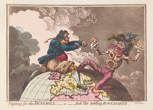 为Dunghill或Jack Tar解决Buonaparte，酒吧的战斗。 1798年（手工彩色雕刻）