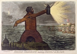 Hannah Humphrey于1795年出版的法国电报“黑暗信号”（使用aquatint进行蚀刻）