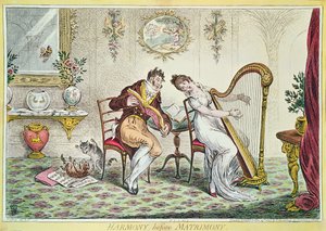 婚姻前的和谐，1805年（彩色雕刻）