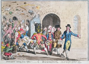 完全退休办公室，由Hannah Humphrey于1801年出版（手工彩色蚀刻与aquatint）