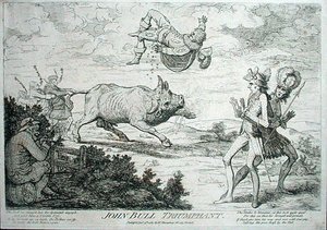 约翰-布尔凯旋》，威廉-汉弗莱于1780年出版（蚀刻画）。 作者 詹姆斯·吉里