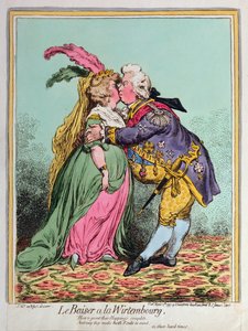 Le Baiser a la Wirtembourg，由Hannah Humphrey于1797年出版（手工蚀刻）