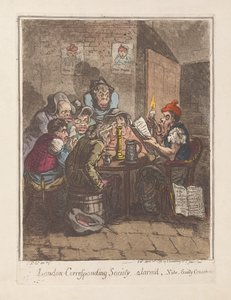 伦敦对应社会，闹钟，视频。 Guilty Consciences，pub。 1796年（手工彩色雕刻）