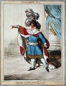 Membre du Directoire Executif，汉娜-汉弗莱1798年出版的《法国人的习惯》的第4版（彩色蚀刻版）。 作者 詹姆斯·吉里