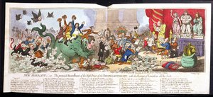 新道德》，或《Theophilanthropes 大祭司的承诺书》，J. Wright 于 1798 年出版（手绘蚀刻版画）。 作者 詹姆斯·吉里
