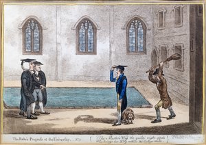 “大学耙子的进步”中的板3，由汉娜·汉弗莱于1806年出版（手工蚀刻）