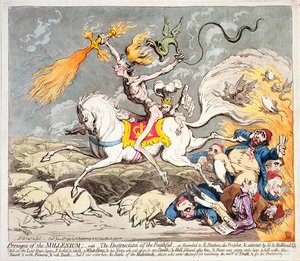 Hannah Humphrey于1795年出版的“千禧年的预言”（彩色蚀刻，雕刻和印刷）