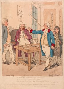 桑普森被一位Philistain酒吧击败。 1782年（手工彩色雕刻）
