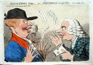 1792年由J. Aitken出版的Scotch Harry&39;s News，或者高glee中的Nincumpoop（手工彩色蚀刻）