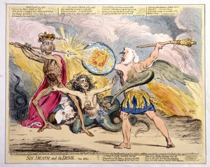 罪恶，死亡和魔鬼，由Hannah Humphrey于1792年出版（手工蚀刻） 作者 James Gillray