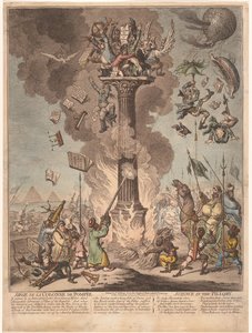 关于法国远征埃及的漫画，1799 年
Siege de la Colonne de Pompee/柱子里的科学（标题在实物上） 作者 詹姆斯·吉里