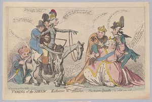 驯悍记：Katherine＆Petruchio;现代的Quixotte，或者你会，酒吧。 1791年（手工彩色雕刻）