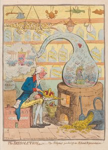 解散或阿尔奇米斯特产生Aetherial Representation，pub。 1796年（手工彩色雕刻） 作者 James Gillray