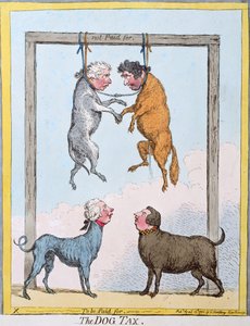 狗税，由Hannah Humphrey于1796年出版（手工蚀刻）