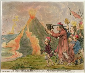 1794年Hannah Humphrey出版的山的喷发，或“Bocca del Inferno”的恐怖（手工蚀刻） 作者 詹姆斯·吉里