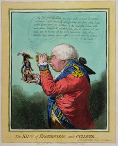 Brobdingnag和Gulliver之王，由Hannah Humphrey于1803年出版（手工彩色蚀刻）