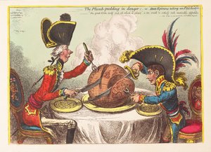 梅花布丁在危险或国家Epicures采取un Petit Souper，酒吧。 1805（手工彩色雕刻）