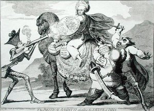 袭击印度救世主的政治匪徒》，由W.Holland于1786年出版（蚀刻画）。 作者 詹姆斯·吉里