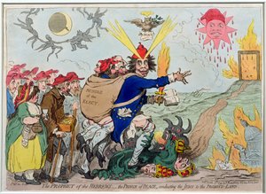 希伯来人的先知：和平之王将犹太人带到应许之地，由Hannah Humphrey于1795年出版（手工蚀刻）