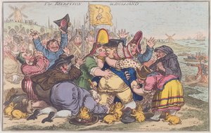 荷兰的接待，由Hannah Humphrey于1799年出版（手工彩色蚀刻） 作者 James Gillray