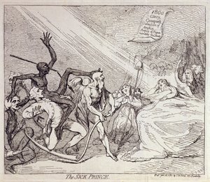 生病的王子》，由S.W. Fores于1787年出版（蚀刻版）。 作者 詹姆斯·吉里