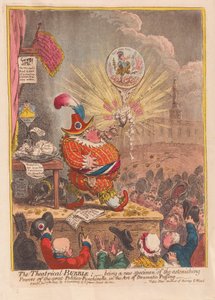 Theatrical Bubble：成为戏剧性Puffing艺术中伟大的Politico-Punchinello令人惊讶的力量的新标本。 1805（手工彩色雕刻）