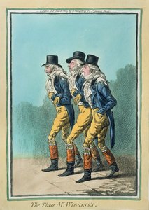 三位威金斯先生，由Hannah Humphrey于1803年出版（手工彩色蚀刻）