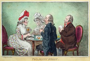 Two-Penny Whist，由Hannah Humphrey于1796年出版（蚀刻，雕刻，aquatint和wc在纸上）