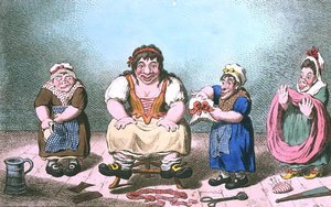 维纳斯的衣着》，汉娜-汉弗莱于1800年出版（手绘蚀刻版）。 作者 詹姆斯·吉里