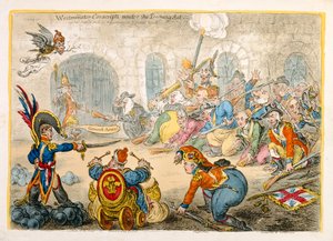威斯敏斯特根据训练法征兵，由Hannah Humphrey于1806年出版（手工蚀刻）