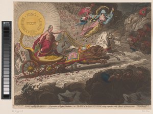 William Pitt verdrijft de duistere krachten, 1795
光明驱逐黑暗--冥气的蒸发--或--宪法的太阳升起，胜过对立的乌云（题目见实物） 作者 汉娜·汉弗莱（Hannah Humphrey）
