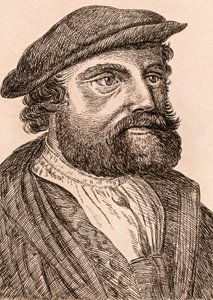 Hans Holbein the Younger，插图来自&39;真实原创的着名画家肖像&39;，于1817年在伦敦出版 作者 詹姆斯·吉尔丁