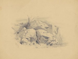 岩石，1839年（编织纸上的石墨） 作者 詹姆斯·古德温·克朗尼