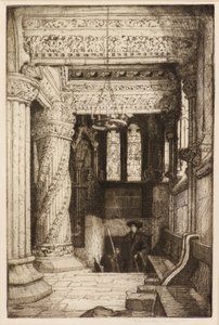 普伦蒂斯·皮勒（Prentice Pillar），罗斯林教堂（Rosslyn Chapel）（蚀刻） 作者 詹姆斯·汉密尔顿·麦肯齐