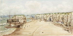 马斯登岩石搁浅（水彩，身体颜色和铅笔在纸上卡）） 作者 詹姆斯·亨利·克莱特