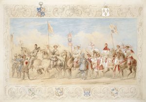 Walter Little Gilmour Esq。，The Black Knight and Hon。 Edward Stafford Jerningham，天鹅骑士，1839年（铅笔，wc和水粉在纸上） 作者 詹姆斯·亨利·尼克松