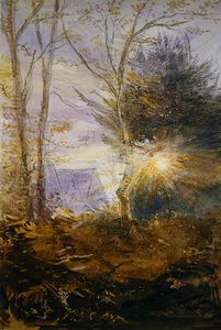 日出，阿宾格，萨里（纸上水彩画） 作者 詹姆斯·霍兰德
