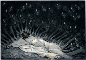 天使离开魔鬼后，为耶稣服务的天使，1897年 作者 詹姆斯·雅克·约瑟夫·天梭