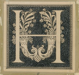 大写字母H，来自我们主耶稣基督的生活的插图（墨水在纸上） 作者 詹姆斯·雅克·约瑟夫·天梭