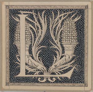 大写字母L，来自我们的主耶稣基督的生活的插图（墨水在纸上） 作者 詹姆斯·雅克·约瑟夫·天梭
