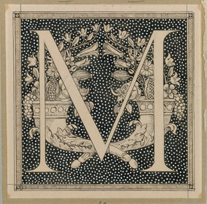 大写字母M，来自我们的主耶稣基督的生活的插图（墨水在纸上） 作者 詹姆斯·雅克·约瑟夫·天梭